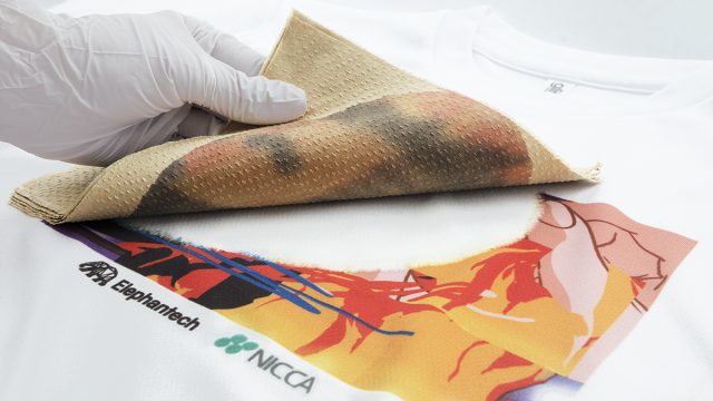  “Neochromato process”  enables to easily remove the dyes without using water and re-dye or put new printing again on the fabric to revive the value with different design.